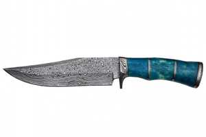 Herramienta Utilitaria de Acero de Damasco Hecha a Mano con Mango de Hueso Estabilizado con Turquesa y Separador de Latón - Product Image 6