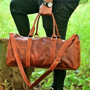 Sac de voyage vintage de luxe en cuir véritable, sac de sport pour femme, fabriqué à la main, avec fermeture à glissière - Product Image 4