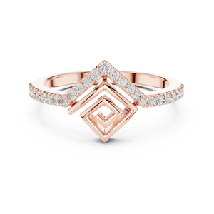 SPIRAL <b>SQUARE</b> <b>EDGE</b> CLASSIC Women's LAB-GROWN DIAMOND RHODIUM PLATED 18KT ROSE GOLD RING SET for ENGAGEMENT PARTY WEDDING DAILY - Product Image 1