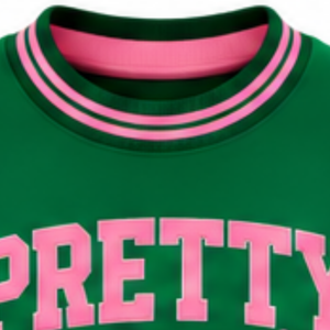 Sudadera de Punto Acanalado Verde para Mujer, con Gráfico Personalizado, Cuello Redondo, Manga Larga, Estilo Casual para el Campus - Product Image 6