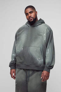 Men Olive Green Tracksuit <b>Paint</b> Splatter Hoodie Jogger <b>Set</b> Oversized Streetwear Wholesale Custom Logo - Product Image 3