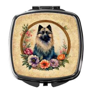 Keeshond Flowers Compact Travel <b>Makeup</b> <b>Mirror</b> Folding Handheld Pocket Decorative <b>Mirror</b> <b>for</b> Women and Girls Gift - Product Image 1