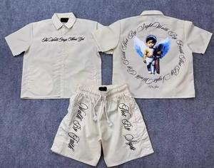 Ensemble de survêtement d'été en polyester et nylon 2 pièces à manches courtes avec logo personnalisé pour hommes – Chemise et short de sport pour hommes - Product Image 5