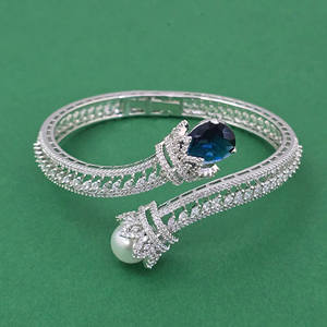 Artificial Fashion Jewellery Classic Cuff <b>Bracelets</b> with Cubic Zirconia Openable Kada Rhodium Plated Gift 443962 - Product Image 2