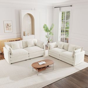 Set Divano Imbottito a 2 Posti 2+2 Sedute per Casa, Ufficio, Salotto, Soggiorno con 2 Pezzi - Product Image 1