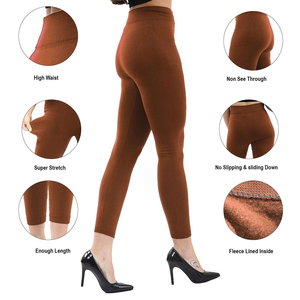 Fleece Lined Women Thermal Leggings Summer <b>Warm</b> Seamless Stretch <b>Tights</b> Breathable High Waist Spandex Casual Sport Knee-Length - Product Image 6