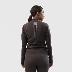 Veste de fitness pour femme, coupe ajustée, manches longues, col montant, respirante, sensation seconde peau, avec fermeture éclair, décontractée, pour l'extérieur - Product Image 2