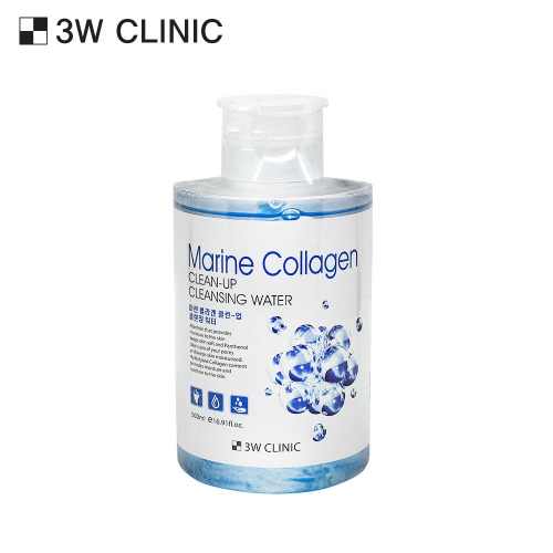 3W Clinic Marine Collagen Clean up 500ml Facial Cleanser Marine Collagen Marine Facial Cleansing Water
