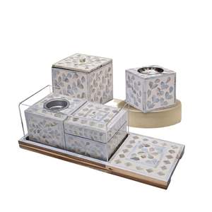 Juego de quemadores de incienso árabes de lujo de madera con caja y cubierta acrílica con incrustaciones de nácar para Ramadán al por mayor - Product Image 4