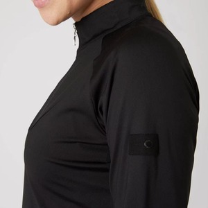 Camiseta Interior de Manga Larga con Cierre para Mujer, Negra, Tejida, Transpirable, Reversible, de Secado Rápido, para Montar a Caballo - Product Image 6