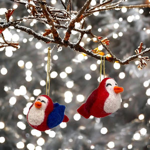 นกสีแดงสักหลาดน่ารักตกแต่งคริสต์มาสของประดับแขวน - Product Image 3