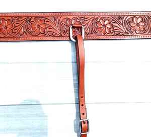 Venta caliente cuero caballo occidental sillín circunferencia Cinch accesorio Floral herramientas blanco trenzado diseño al por mayor fabricante - Product Image 4