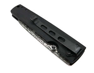 Couteau de camping multifonctionnel en acier Damas noir de qualité industrielle avec système de verrouillage sécurisé, étui en cuir, personnalisation OEM, garantie 1 an - Product Image 5