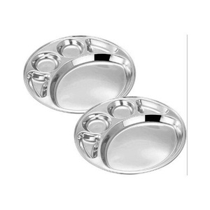 Plateau alimentaire rectangulaire en acier inoxydable à plusieurs compartiments pour le déjeuner, le dîner et la présentation des aliments - Product Image 3