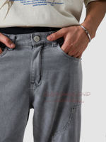 Pantalon cargo baggy en jean délavé pour homme, haute qualité, personnalisé, décontracté, écologique, anti-boulochage, infroissable, 100% coton