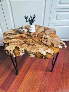 Golden Canyon <b>Epoxy</b> <b>Coffee</b> <b>Table</b> – Handcrafted Live Edge Olive Wood River <b>Table</b> Irregular Live Edge Wood <b>Epoxy</b> Side <b>Table</b> - Product Image 5