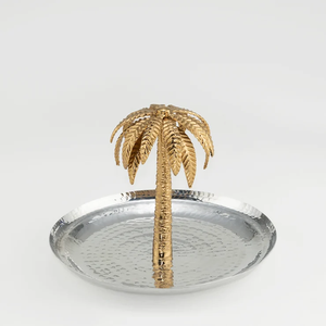 Bandeja Redonda de Metal Industrial con Soporte de Palmera Dorada, Vajilla, Bandeja para Chocolate, para Bodas, Fiestas, Postres, Dátiles - Product Image 3
