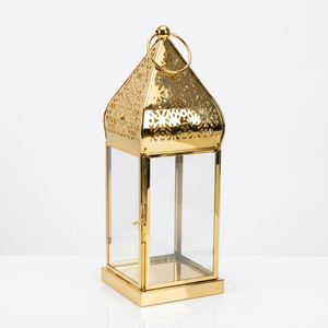 Brass <b>Lantern</b> Candle Holder Metal <b>Hurricane</b> <b>Lantern</b> Decorative Hanging Candle Stand Home Decor Wedding Table Centerpiece Gift - Product Image 1