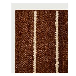 Tapis d'intérieur Oscar Brown en laine de Nouvelle-Zélande tissé à la main, à motif rayé vertical ivoire, tapis en laine texturé moderne fait main - Product Image 1