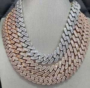 Cadena Cubana de Moissanita de Alta Demanda con Incrustaciones de Plata, Acabado en Oro y Plata, Joyería de Lujo para Fiestas, Ideal para Regalo y Venta - Product Image 1