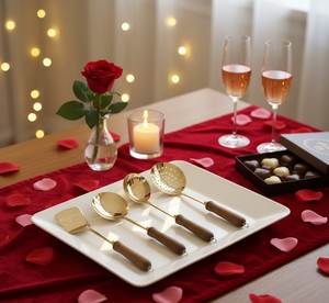 Eco Friendly Lightweight <b>Gold</b> <b>Cutlery</b> Set Polished Stainless Steel Finish Classic Style Dishwasher Safe for Party Rustic Wooden - Product Image 1