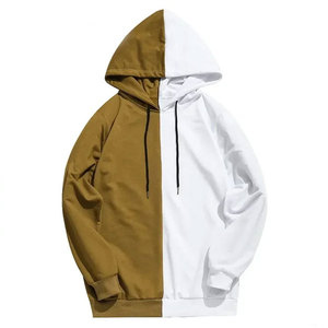 Men's Autumn Long Sleeve Hoodies Fashion Half <b>Black</b> Half White Cool Patchwork Cotton <b>Fleece</b> Eco-Friendly Breathable Hoodies - Product Image 2