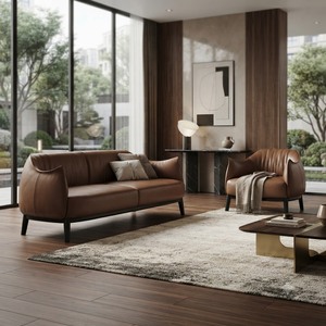 Canapé en tissu de luxe scandinave moderne pour salon, avec structure en bois de chêne américain massif, mousse HR confortable, pour la maison et l'hôtel - Product Image 1