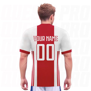 Kit de football personnalisé haut de gamme pour adultes, maillot et short de football rouge et blanc, ensemble personnalisé avec nom et numéro d'équipe, uniformes d'équipe personnalisés - Product Image 3