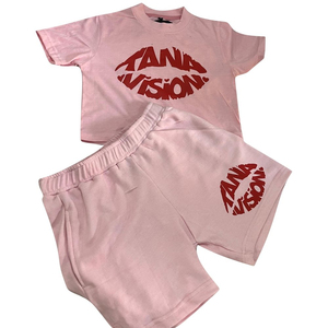 Conjunto de Camiseta y Pantalones Cortos con Estampado Tana Vision Rosa, Ropa Casual de Verano para Hombre, Tejido de Algodón, Estilo Urbano, Ecológico, Precio Bajo - Product Image 1