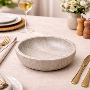 Elegant Marble Stone Decorative Bowl Round Marble Serving Dish Home Decor Kitchen Bathroom <b>Vanity</b> <b>Table</b> Centerpiece Fruit - Product Image 2