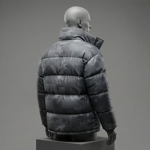 Men Digital <b>Camo</b> Puffer <b>Jacket</b> High Collar Quilted Winter Warm Insulated Outdoor Casual <b>Jacket</b> OEM ODM Wholesale - Product Image 2
