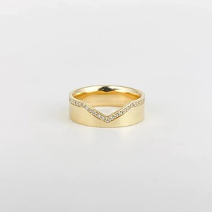 6MM Wide V Cut Diamond <b>Ring</b> 14k Solid Gold 0.27CT Round Lab Diamond Half Eternity Wedding Band <b>Stack</b> <b>Ring</b> IGI Certified VS+ - Product Image 3