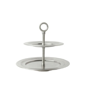 Elegant Round Metal Serving Stand 2 <b>Tier</b> Stainless Steel <b>Cake</b> Stand With Handle For Wedding Birthday & Parties Dessert Display - Product Image 1