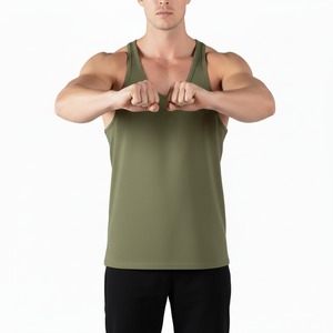 Men Breathable Racerback Tank Top Made In 100% Cotton Fabric Men Workout <b>Singlet</b> Sports Activities <b>Running</b> Stringer For Men - Product Image 4