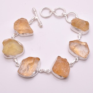 925 Sterling Silver Handmade Bracelet with Natural Raw Citrine and Amethyst Gemstones Gift for <b>Bangle</b> Jewelry Enthusiasts - Product Image 6