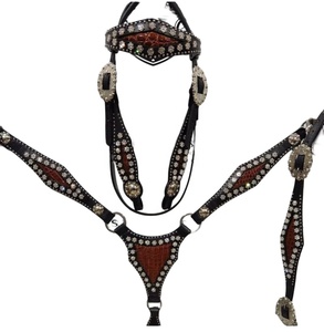 <b>Red</b> <b>Croc</b> Flower Studded Soft Natural Leather Customizable Horse Tack Set Lightweight English Saddle Horse Riding Items Including - Product Image 1