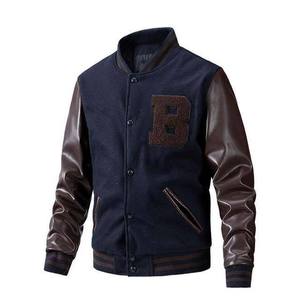 Chaqueta Varsity de Lona de Color Sólido con Cuello Alto, Diseño Personalizado OEM para Hombre Talla Grande - Product Image 5