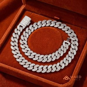 Silver 92.5% Iced Out Cuban Link Moissanite <b>Necklace</b> Rose Gold/Silver/Gold Plated Luxury Hip Hop Chain <b>Statement</b> Jewelry for Men - Product Image 5