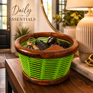 Handcrafted Indian Rosewood Rope <b>Basket</b> | Premium Eco Friendly Fruit Bowl Organizer | Rustic Home Kitchen <b>Storage</b> Decor Giftware - Product Image 2