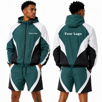 Ensemble coupe-vent à capuche résistant à l'eau pour homme – Veste et pantalon de course personnalisés – Survêtement de sport et d'entraînement printemps – Vente en gros