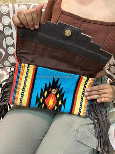 Nouveaux sacs à bandoulière à franges en cuir usiné de couleur aztèque occidentale à la mode véritables sacs à main Vintage à glands multicolores faits à la main - Product Image 5