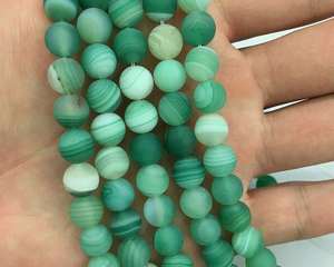 ลูกปัดอาเกตลายเขียวแบบด้าน ลูกปัดหินธรรมชาติทรงกลมเคลือบด้าน สำหรับทำเครื่องประดับ DIY งานฝีมือ - Product Image 2