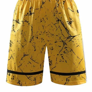 Conjunto de Uniforme de Baloncesto Personalizado para Hombre, Amarillo y Negro, Camiseta sin Mangas, Pantalones Cortos, Estampado Abstracto, Paneles en Contraste, Proveedor de Ropa Deportiva para Equipos - Product Image 6