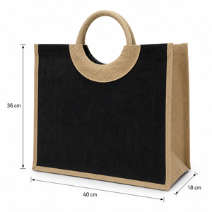 Bolsa de Yute Laminada en PP Negra con Logotipo Personalizado, Asa de Cuerda de Dos Tonos, para Playa y Compras, Venta al Por Mayor, OEM, ODM, Marca Privada, Proveedor Global - Product Image 3