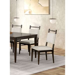 Set da pranzo moderno da 7 pezzi in noce scuro con tavolo in legno e 6 sedie laterali in legno di gomma, resistente ed elegante - Product Image 6