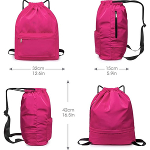 Sac à dos à cordon personnalisé avec logo, poche zippée, imperméable, sac de sport léger, sac à cordon en polyester - Product Image 5