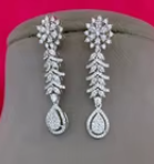 Luxury Designer <b>Statement</b> Silver Finish Jewelry Set Royal Green White Zircon Brass <b>Necklace</b> for Engagement for Wedding Parties - Product Image 2