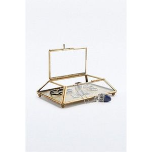 Elegant Clear <b>Glass</b> Jewelry <b>Box</b> with Gold Metal Frame Luxury Jewelry Organizer Display Case for Ring Earring Necklace <b>Glass</b> <b>Box</b> - Product Image 2