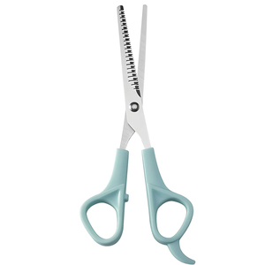 Ciseaux de coiffure professionnels OEM à manche en plastique vert, en acier inoxydable, pour la texture des cheveux, outils de barbier et de salon - Product Image 1