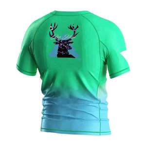 เสื้อรัดกล้ามเนื้อแขนสั้นสำหรับนักกีฬาบราซิลเลียนยิวยิตสู (BJJ) ระดับมืออาชีพ  แบบไล่เฉดสี สำหรับฝึกซ้อมยิวยิตสู ระบายอากาศได้ดี เหมาะสำหรับเล่นเซิร์ฟ - Product Image 3